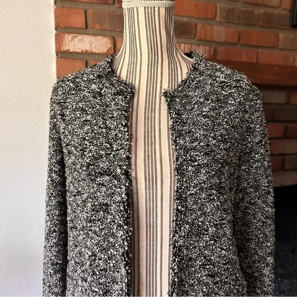 IRO Chada Metal Laced Boucle Open Blazer Jacket in Black & White Sz M - Picture 6 of 14